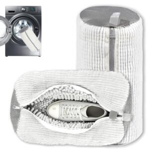 NXPUXP 2 Pcs Schuhwaschbeutel Waschmaschine,Schuhe Waschbeutel Sneaker,Anti-Verformung Sneaker Waschbeutel,Perfekt für Schuhschutz (Weiß)