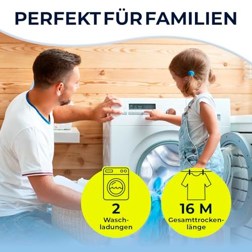 EASYmaxx Klappbarer Wäscheständer | Effizientes Trocknen mit 3 Ebenen, 2 Seitenflügeln & leichtem Aufbau | Platzsparend, vielseitig und mobil für drinnen und draußen, Schwarz/Weiß - Image 6