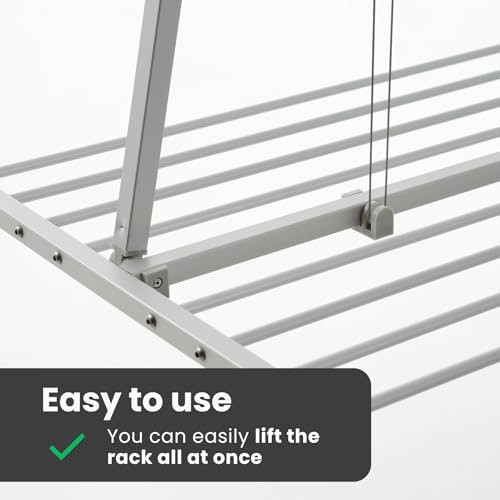 Foxydry Mini Deckenständer, vertikaler Wäscheständer, zusammenklappbar in Aluminium und Stahl 128x54x25 cm (Grau, 120) - Image 3