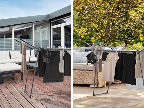 Leifheit Standtrockner Pegasus 150 Solid Black Edition, standfester Wäscheständer mit Flügeln auch für lange Kleidungsstücke, besonders schmaler Flügelwäschetrockner passt auch durch enge Türen - Image 9
