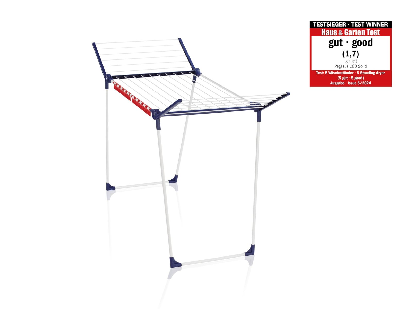 Leifheit Standtrockner Pegasus 180 Solid, Wäscheständer mit Flügeln für Lange Kleidungsstücke, standfester Flügelwäschetrockner für drinnen und draußen, klappbar - Image 2