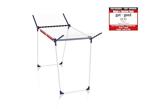 Leifheit Standtrockner Pegasus 180 Solid, Wäscheständer mit Flügeln für Lange Kleidungsstücke, standfester Flügelwäschetrockner für drinnen und draußen, klappbar - Image 3