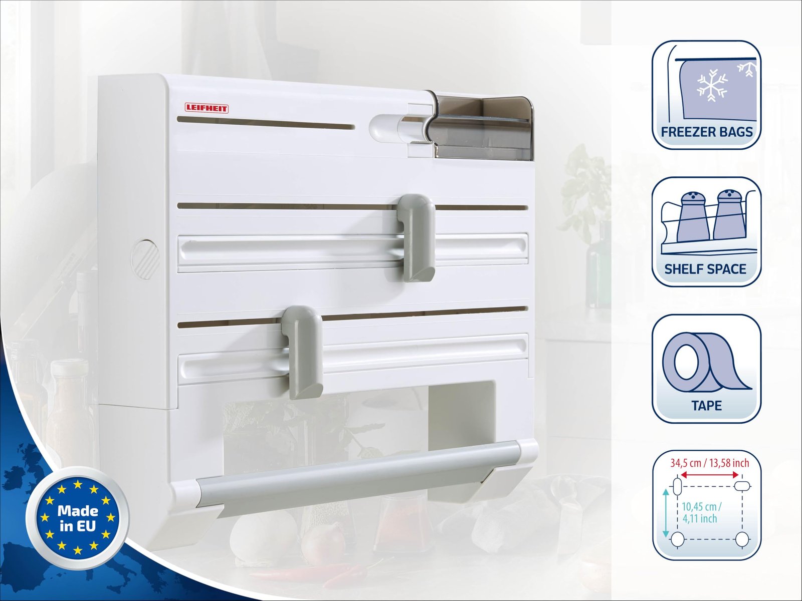 Leifheit Wandrollenhalter Parat Plus ComfortLine-Serie, für jede Küche, bewährter Schneidabroller für Alu- und Klarsichtfolie, Folienschneider mit Spezialmesser - Image 2
