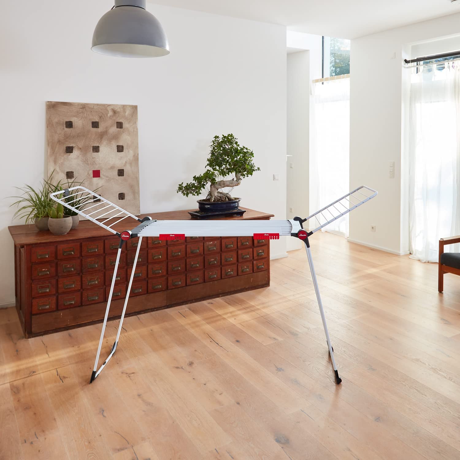 Vileda Infinity Flex Plus Wäscheständer | Ausziehbarer & Stabiler Flügeltrockner mit 30m XXL-Leinen - Für Innen- & Außenbereich, platzsparend & klappbar, 2m Länge, Hohe Flügel | Comfort-Pack - Image 2