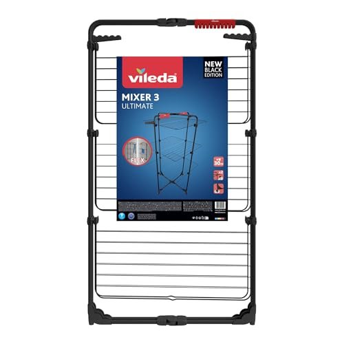 Vileda Mixer 3 Ultimate Turmwäscheständer Black Edition|Wäscheständer schwarz mit 30 m Trockenfläche|Flexibel, klappbar & transportabel - Schwenkbare Räder & extra Kleinteileplatz | Eco-Verpackung - Image 3