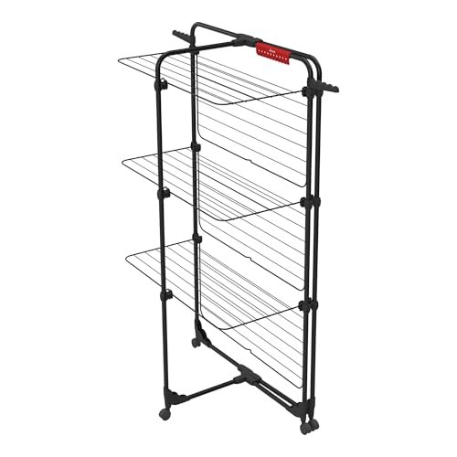 Vileda Mixer 3 Ultimate Turmwäscheständer Black Edition|Wäscheständer schwarz mit 30 m Trockenfläche|Flexibel, klappbar & transportabel - Schwenkbare Räder & extra Kleinteileplatz | Eco-Verpackung - Image 6